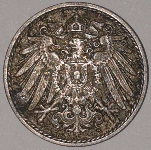 1906J - 5 PFENNIG - GERMAN EMPIRE (Copper-Nickel) KM#11